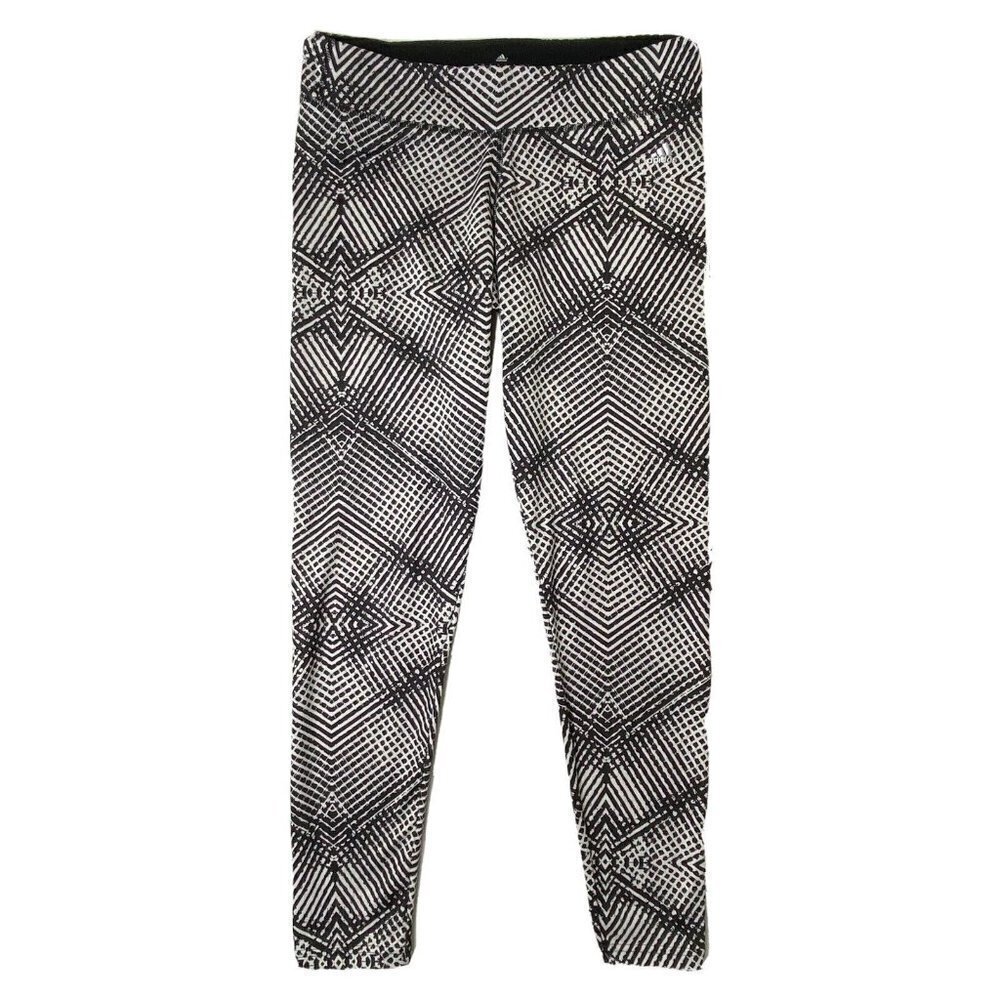 Adidas Climalite Mid Rise Leggings Womens size Medium Athletic Yoga Black White